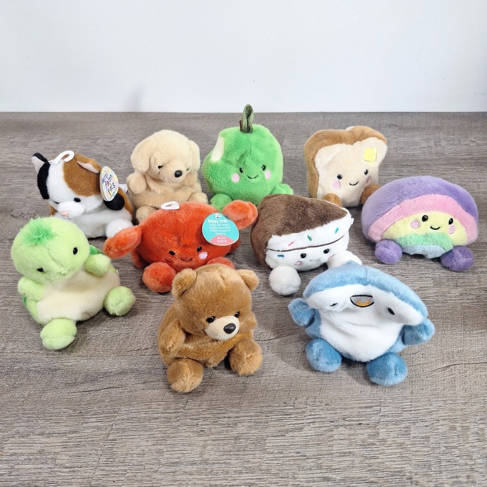 Aurora Palm Pals Assorted Lot Of 10 Turtle Cat Stuffed Animal Beanbag Plush Toys